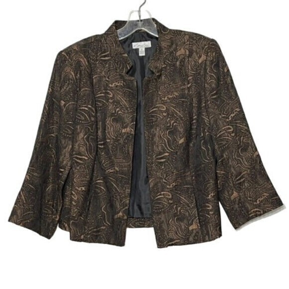 Kim Rogers Brocade Woven Paisley Print Open Front Blazer Size 8P - Picture 1 of 8